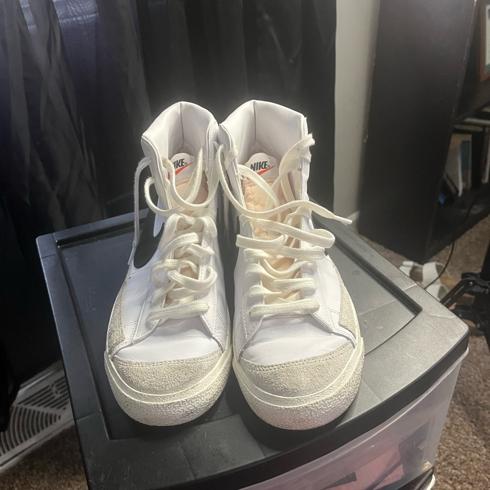 Nike White and Cream High-Top Sneakers